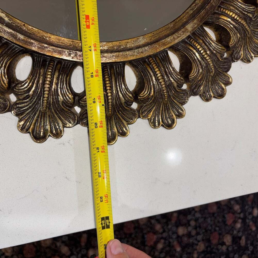 Vintage Ornate Gold Sunburst Wall Mirror Hollywood Regency Acanthus Leaf 21” - Picture 8 of 8